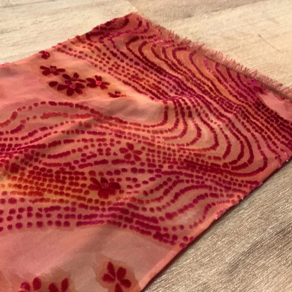 Hand Painted Silk & Velvet Scarf - Picture 3 of 9